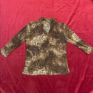 Animal Print Tan + Black Athletic Golf Top or Casual Top Women’s Size Small